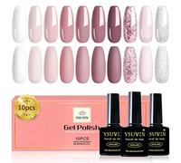 YSUVIN Esmaltes Semipermanentes de Uñas en Gel, 10PCS de Esmaltes de Gel de Uñas, Purpurina Rojo Blanco Negro Gris Remoje el Semipermanente para Uñas UV para Principiantes DIY Nail Art Manicura Salón