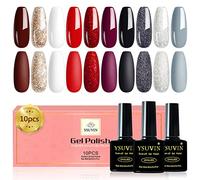 YSUVIN Esmaltes Semipermanentes de Uñas en Gel, 10PCS Semipermanente para Uñas, Brillo Rojo Blanco Negro Gris Oro Remoje el Esmaltes de Gel de Uñas UV para principiantes DIY Nail Art Manicura Salón