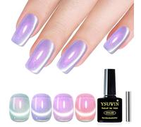 YSUVIN Esmaltes Semipermanentes para Uñas, 4 Colores Rosa Violeta Azul Verde Holográfico Reflectante Aurora Sirena Cat Eye Magnético Pintauñas Gel con Palo Magnético Soak Off UV, 8 ML