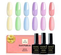 YSUVIN Esmaltes Semipermanentes para Uñas, 6 Colores Pastel Macarrón Rosa Azul Cielo Amarillo Cian Pintauñas Semipermanentes, Esmalte Uñas Soak Off UV/LED Gel Uñas Diy Manicura Nail Art Set