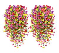 YSUVIN Flores Artificiales Colgantes, 4 Piezas Rosa Morado Amarillo Rojo, 76CM Flores Artificiales como Las de Verdad, Adecuadas para Decoración de Bodas de Jardín de Balcón al Aire Libre