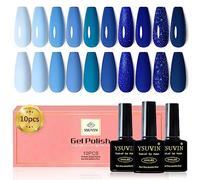 YSUVIN Pintauñas Semipermanentes, 10 Colores Azul Bruma Bebé Azul Lago Oscuro Esmaltes Semipermanentes para Uñas Soak Off UV/LED Esmalte Uñas Nail Art Manicure Salon DIY, 8ml