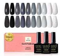 YSUVIN Pintauñas Semipermanentes, 10 Colores Blanco Gris Negro Glitter Negro Gris Esmaltes Semipermanentes para Uñas, Gel Uñas Soak Off UV/LED Esmalte Uñas Nail Art Manicure Salon, 8ml