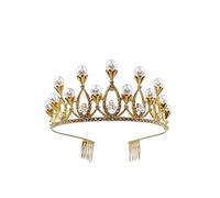 YSVQHHDV TRUSTTWO Accesorios for el Cabello de Boda con Perlas a la Moda, Tiaras y Coronas de Cristal Barroco, joyería Nupcial for el Cabello, Regalos de Fiesta, Colores Dorados The New(Gold)