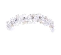 YSVQHHDV TRUSTTWO Tiara de Color Plateado, Diadema de Lujo for Novia, Diadema de Flores con Cuentas de Cristal Hechas a Mano, Accesorios de Coronas for Vestido de Boda, joyería for Mujer The New