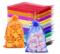 YSWOVUO 100 Piezas Bolsas de Organza 10X15cm, Bolsitas para Regalos con Cordón, Bolsas de Regalo para Cumpleaños Boda Favores Joyas y Dulces, Organza de Lavanda Bolsas