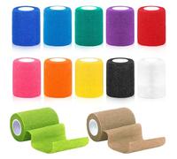 YSWOVUO 12 Rollos Vendas Autoadhesivas 7,5cm x 4,5m, Telas No Tejidas Venda Cohesiva, Elástica Vendaje para Primeros Auxilios, Deportes, Accesorios Agarre Tatuaje, Perro, Gato, Animales