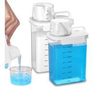 YSWOVUO 2 Piezas 1800ML Dispensador de Detergente con Vaso Medidor, Hermético Caja de Almacenamiento de Detergente en Polvo, Contenedor de Almacenamiento para Cereales Azúcar Muesli