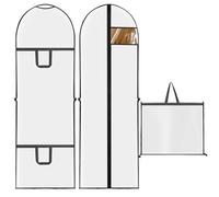 YSWOVUO 2 Piezas Fundas Ropa Largos, Fundas Ropa Armario con Cremallera 180×60cm, Plegable con Ventana Visible para Vestidos, Abrigos, Trajes, Bolsa de Traje Antipolvo para Viaje, Blanco