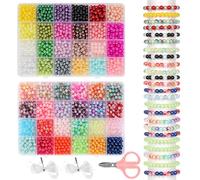 YSWOVUO 2400 Piezas 48 Colores Abalorios para Hacer Pulseras, 6mm Redondo Cuentas para Pulseras, Kit Hacer Pulseras para DIY Joyas Collares, Bolitas para Hacer Pulseras para Adults y Niñas