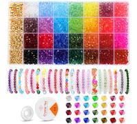 YSWOVUO 2800 Piezas 6mm Cuentas para Pulseras, 28 Colores Abalorios para Hacer Pulseras con 190 Piezas 4 Tamaños Doradas Cuentas, Kit Pulseras para DIY Joyas Collares Manualidades