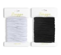 YSWOVUO Hilo Elastico para Pulseras, 2pcs Cordón Elástico 1mm x 20m, Hilo Elástico Redonda para Pulseras Costura Collar Fabricación de Joyas DIY Manualidades, Negro y Blanco