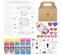 YSWOVUO Juego de 10 Libros para Colorear de Boda para Niños, Libro para Colorear de Boda con Pegatinas, Lápices de Colores, Sacapuntas, Goma de Borrar y Caja de Regalo
