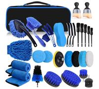 YSWOVUO Kit Limpieza Coche, 31 Piezas Cepillo Limpieza Coche, Kit Limpieza Coche Interior para Interior Y Exterior, Cepillo para Taladro Limpieza con Cepillos, Esponjas para Pulir, Bolsa de Transporte