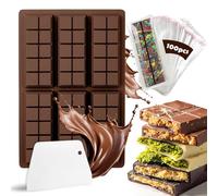 YSWOVUO Molde Chocolate Tableta, Molde Turron Silicona, Antiadherente Moldes para Chocolate Para Rellenar Trozos de Chocolate Barra de Energía Proteica