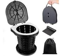 YSWOVUO WC Portatil, 220kg Inodoro Plegable Camper, Baño Portatil Camper con 10 Bolsas de Inodoro Biodegradables, Vater Portatil para Senderismo, Acampar, Viajar, Pesca