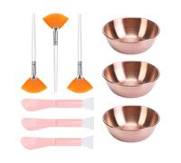 YsXoWiui 3 Piezas Tazones Faciales Set Mezcla Mascarilla Cepillos Doble Punta Aplicadores Acero Inoxidable Fácil de Limpiar Adecuado para Uso Profesional Spa, Oro Rosa