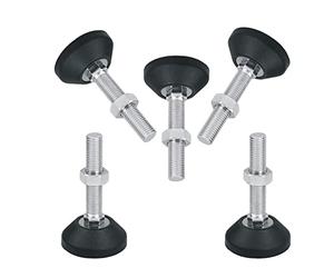YsXoWiui 5 Piezas Patas Niveladoras Ajustables para Muebles Equipos Soporte Giratorio Base de Nylon Resistente Adecuadas para Taller Hogar Oficina, Negro, M16x150 D80