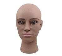 YsXoWiui Cabeza de Maniquí Femenina Profesional para Prácticas de Maquillaje Soporte de Pelucas Exhibición de Sombreros Y Joyería PVC Liso Y Realista Adecuada, Café oscuro, tal como se describe