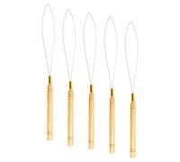 YsXoWiui Enhebrador con Mango de Madera, Puntas de Alambre para Microanillos, Reutilizable, Fácil de Usar, Accesorios, Gancho para Voltear Bucles de Costura Po, Set a