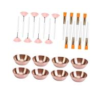 YsXoWiui Kit de Bowls Faciales para Mezclar Y Aplicar Mascarillas con Brochas Planas Cepillo Y Recipiente de Nylon Indicado para Mujeres en Salón Spa Escuela D, Pincel Dorado