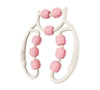 YsXoWiui Rodillo de Masaje de 9 Ruedas, Rodillo Fascial, Dispositivo Manual para Relajación Muscular con Agarre Cómodo, Fabricado en PP para Piernas, Cuello, B, Blanco Rosado