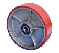 YsXoWiui Volante Amortiguador de Repuesto para Transpaletas, Mantenimiento de Carretillas Elevadoras, Doble Rodamiento de 180 Mm X 50 Mm, Rueda de PU Roja