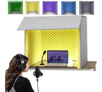 YSXXIAN Doldable Bocal Booth,Portable Sound Isolation Shield for Recording, 12mm Acoustic Foam Reflection Filter,Compact Desk Stand for Home Studio,Podcast & Music Audio Treatment