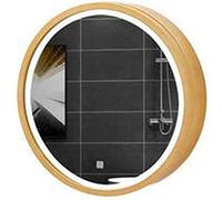 YSXXIAN Espejo de baño Redondo con iluminación LED, Armario de Madera de 50-70 cm con Interruptor táctil, tocador de Pared Impermeable y Resistente a la exposición para la decoración del hogar.