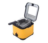 YSXXIAN Freidora eléctrica de 1,5 L y 1000 W, de Acero Inoxidable con Tapa de Vidrio, Temperatura Ajustable de 80 a 190 °C, freidora de Aceite Cact para Uso doméstico, Color Amarillo.