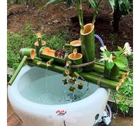 YSXXIAN Fuente de Agua de Bamboo Hecha a Mano, decoración Zen Japonesa con Bomba, Eco-Friendly Indoor Outdoor Ornament for Courtyard Pond Fish Tank, Tranquil Garden Accent Art