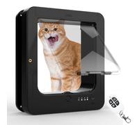 YSXXIAN Gatera con Microchip para Gatos y Perros pequeños, con Bloqueo de 4 vías, Mando a Distancia y Collares, Puerta de Seguridad de ABS Resistente a la Intemperie para Puertas y Paredes de Madera.