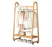 YSXXIAN Perchero de bambú con Ruedas, Perchero móvil Multifuncional con 3-5 Ganchos y Estante para Zapatos, Soporte para Ropa para Dormitorio y Sala de Estar (Color: Nogal, tamaño: 80