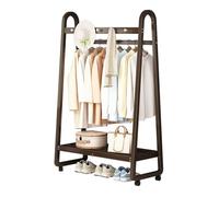 YSXXIAN Perchero móvil de bambú con Ruedas, Perchero Multifuncional con 3-5 Ganchos y Estante para Zapatos, para Dormitorio y Sala de Estar, Color Madera, 80 cm.