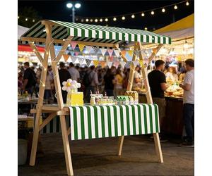 YSXXIAN Puesto de Mercado Plegable portátil con toldo, Carrito de Madera Maciza para ferias de artesanía, mercados agrícolas y Tiendas efímeras. Fácil Montaje. Verde Oscuro. 120 cm (47,2 Pulgadas).