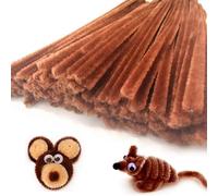 YSYONBOE 100 PCS Limpiadores de Pipas para Manualidades, Tallos de Chenilla Pipe Cleaners, Alambre de Chenilla para Manualidades y Decoración Creación de Bricolaje (Marrón Profundo)