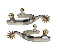 Ysyqkn 1 Par de Espuelas de Acero Inoxidable para Caballo, Accesorios Ecuestres, Inoxidables, con Botón de Latón, Prácticas, Adecuadas para Montar, Hombres Plata
