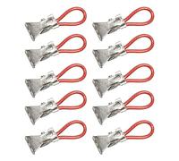 Ysyqkn 10 Piezas Ganchos Colgadores Sujetadores de Toallas Clips de Metal con Anilla Porta Paños de Cocina Resistentes de Hierro Adecuados para Camping Baño, Rojo, tal como se describe