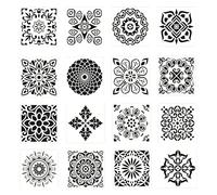 Ysyqkn 16 Piezas Plantillas de Mandala Plantilla de Dibujo para Pintura en Madera Plantilla para Manualidades Infantiles Herramienta de Copiado para Artes