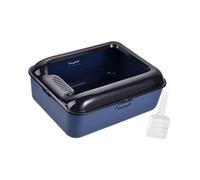 Ysyqkn Caja de Arena para Gatos Bandeja Sanitaria Abierto Recipiente Extraíble con Pala Material Resistente Fácil, Azul Medio