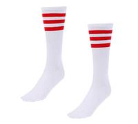 Ysyqkn Calcetines Altos Tubulares de Algodón a Rayas, Suaves Y Elásticos, Ofrecen Una Protección Y Una Comodidad Excepcional. Ideales para Senderismo, S Blanco + StripedA