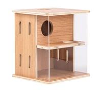 Ysyqkn - Casa de madera para hámster, escondite, hábitat decorativo, 2 niveles, accesorios divertidos, nido, descanso, juguete, cabaña para hámsters sirios y pequeños