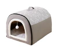 Ysyqkn Caseta para Mascotas para Perros Y Gatos, Cama Acogedora con Cojín Extraíble, Franela Oxford, Plegable, Apta para Uso Interior Y Exterior, Balcón, Pas, L Gray