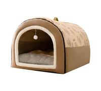 Ysyqkn Caseta para Mascotas para Perros Y Gatos, Cama Acogedora con Cojín Extraíble, Franela Oxford, Plegable, Apta para Uso Interior Y Exterior, Balcón, Pas, XL Marrón