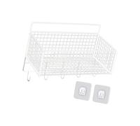 Ysyqkn Cesta de Alambre para Colgar en La Pared, Organizador para Artículos de Cocina Y Taller de Manualidades, Blanco M con Gancho, Individual