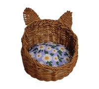 Ysyqkn Cesta en Miniatura, Accesorio para Casa de Muñecas, Juguete para Mascotas, Adorno Tejido Realista, Ideal para Juegos de Niñas Y Decoración, Flor Picada Oscura