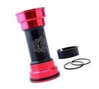 Ysyqkn Eje de Pedalier de Bicicleta de 1 Pieza con Rodamientos Cerámicos Sellados, Espaciadores Y Casquillos, Aluminio, Protección contra La Sucieda, Rojo, BB90-92