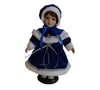 Ysyqkn Figura Decorativa de : Encantadora Muñeca de Cerámica de 30 Cm de Altura, de Pie Y Vestida, Azul, Individual