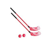 Ysyqkn Juego de 2 Palos de Hockey para Niños, Equipo de Hockey de Piso, Pelota, Material de Polipropileno, Diseñado para La Coordinación Social, Rojo