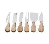 Ysyqkn Juego de 6 Piezas Que Incluye Un Cuchillo para Queso con Mango de Madera, Un Cuchillo para de Acero Inoxidable, Una para